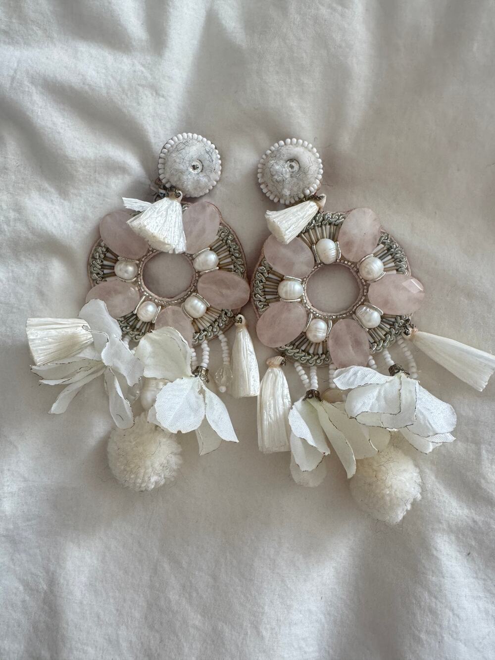 Ranjana Khan Floral Tassel Clip-On Statement Earrings